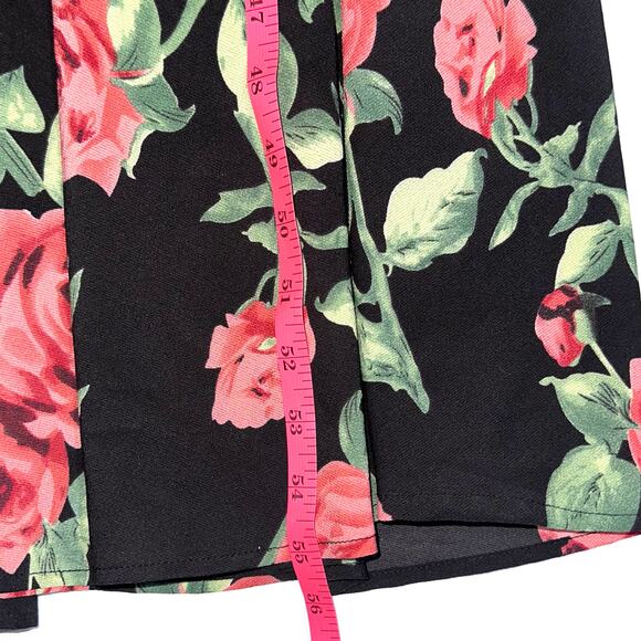 Rebel Love Clothing Pink Black Rose Floral Ruffle Maxi Dress Size Small - Picture 13 of 14